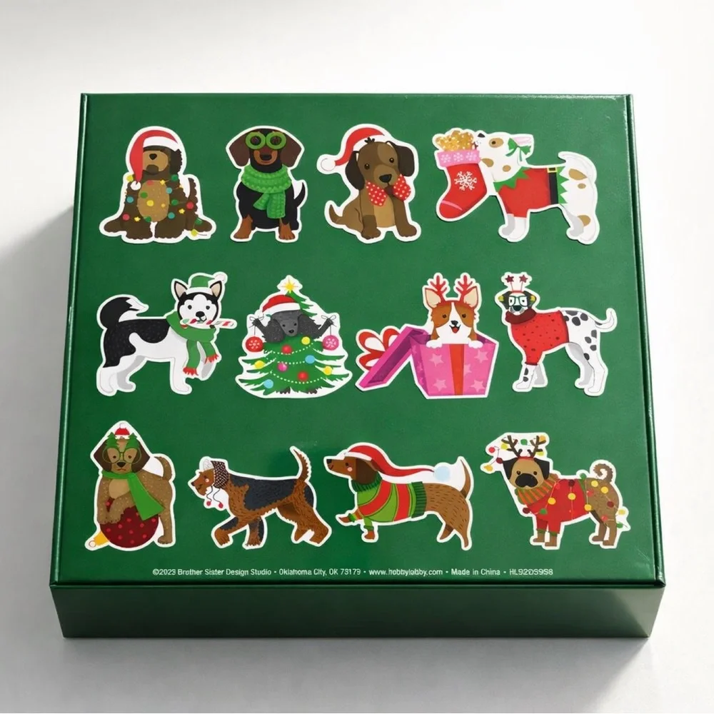 Festive Dog puzzles 12 Sets - Green and Red Christmas puzzles gifts